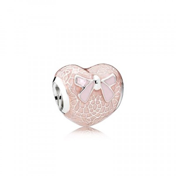 Pandora Pink Bow & Lace Heart-Transparent Misty Rose