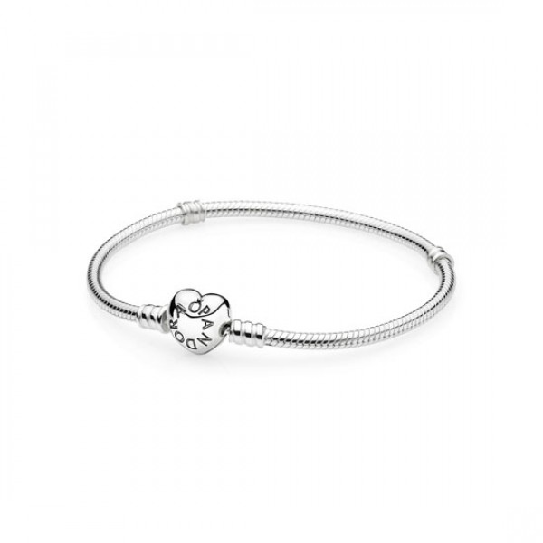 Pandora Silver Charm Bracelet with Heart Clasp
