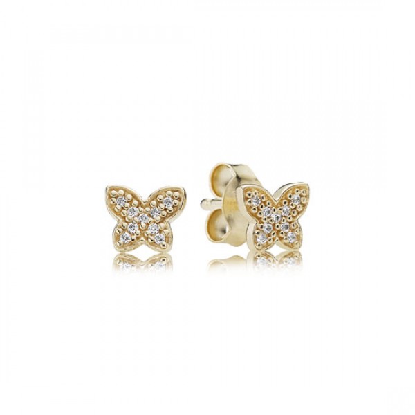 Pandora Jewelry Petite Butterfly Stud Earrings 14K Gold