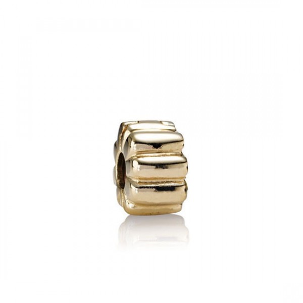Pandora Jewelry Ribbed Charm Clip 14K Gold