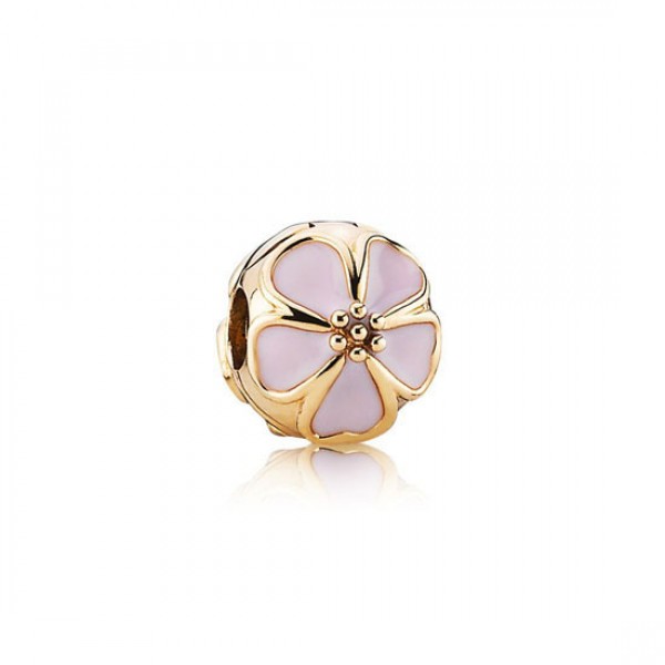 Pandora Jewelry Cherry Blossom Clip Pink Enamel 14K Gold