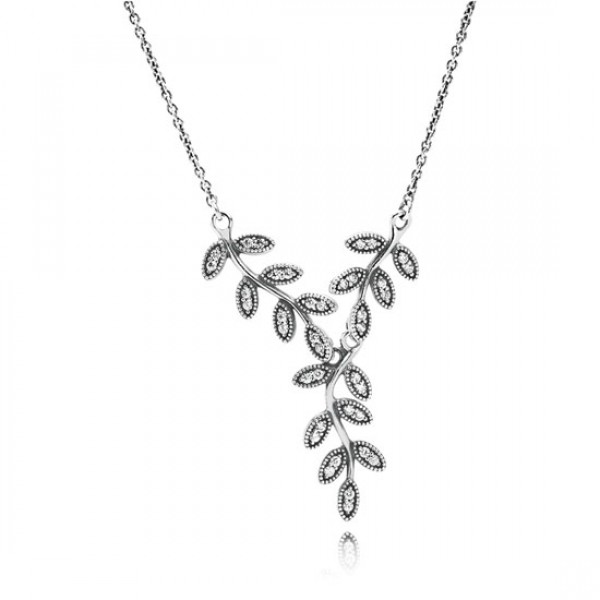 Pandora Sparkling Leaves Pendant Necklace