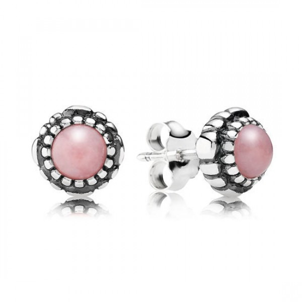 Pandora Birthday Blooms Earrings October Pink Opal