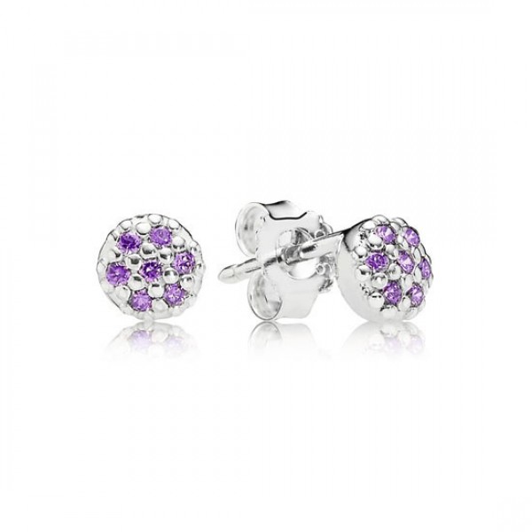 Pandora Violet Pave Stud Earrings Fancy Purple