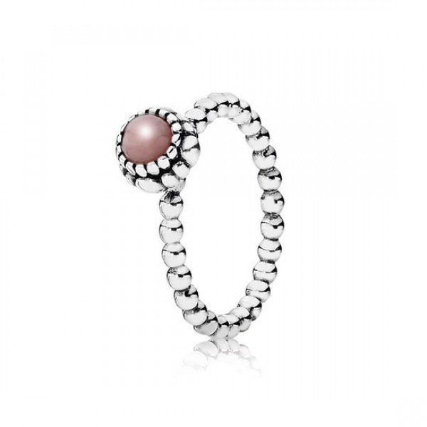 Pandora Birthday Blooms Stackable Ring October Pink Opal