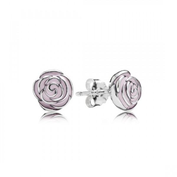 Pandora Rose Garden Stud Earrings Pink Enamel
