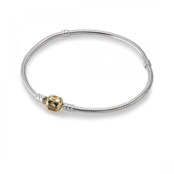 Pandora Silver Charm Bracelet With 14K Gold Clasp