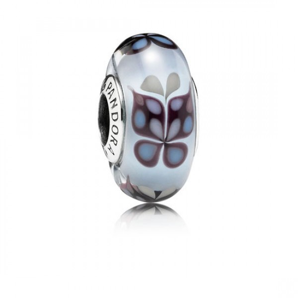 Pandora Blue Butterfly Kisses Murano Glass