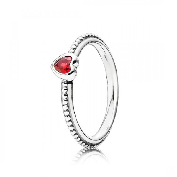 Pandora One Love Stackable Ring Scarlet Synthetic Ruby