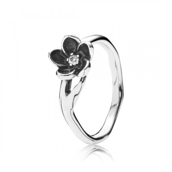 Pandora Mystic Floral Stackable Ring Black Enamel