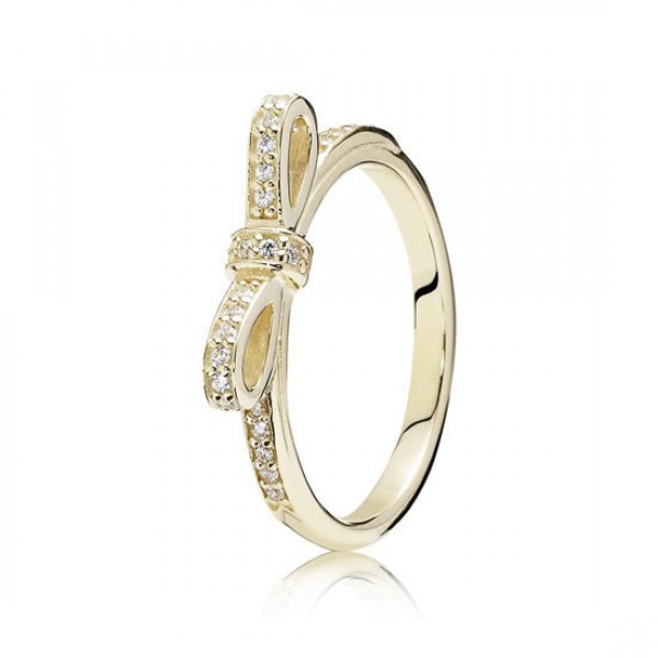 Pandora Sparkling Bow Stackable Ring 14K Gold