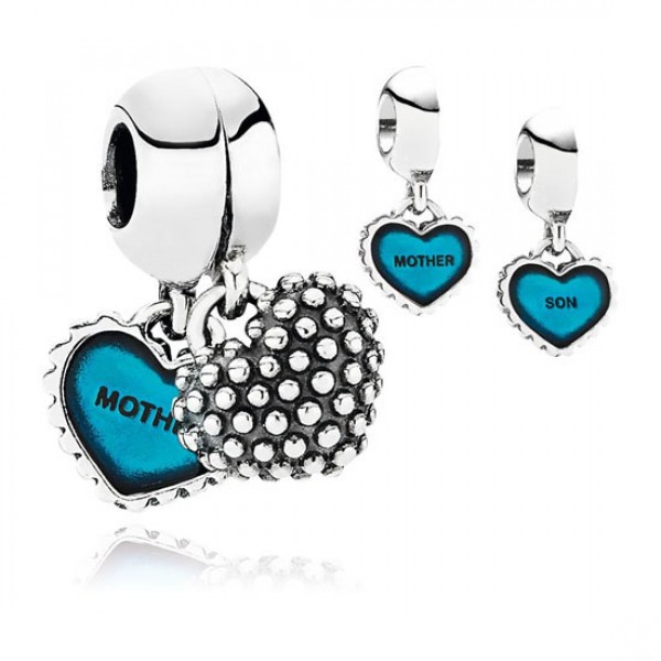 Pandora Piece Of My Heart Son Two-Part Turquoise Enamel
