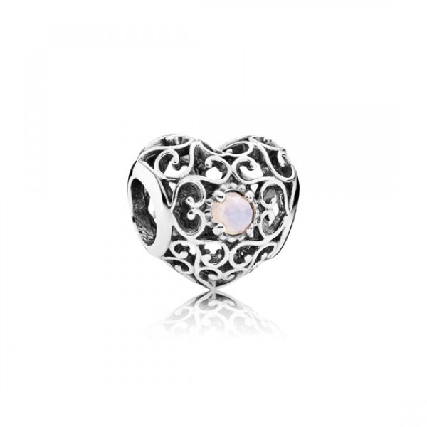 Pandora October Signature Heart Opalescent Pink Crystal