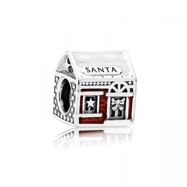 Pandora Santa's Home-White & Translucent Red Enamel