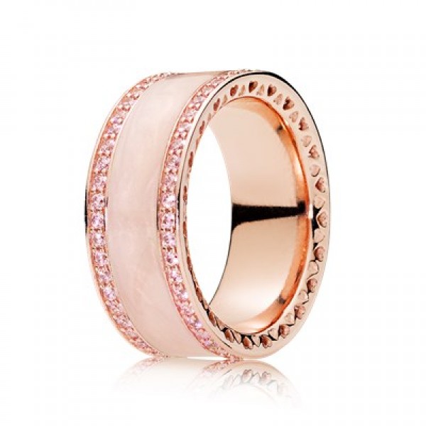 Pandora Jewelry Hearts of Rose Ring Cream Enamel