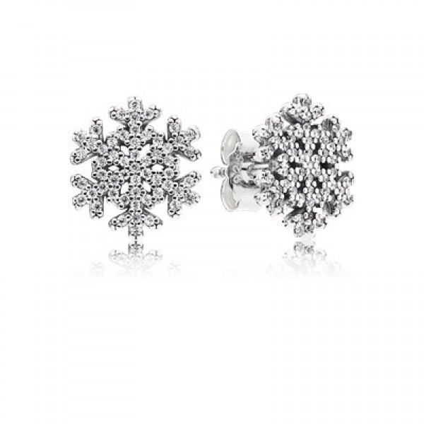 Pandora Snowflake Stud Earrings-Clear